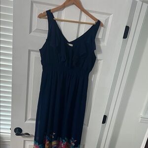 Old Navy Navy Blue Floral Maxi Dress